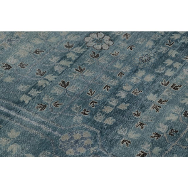 2010s Rug & Kilim’s Khotan-Inspired Rug in Blue With Gray Floral Patterns and Borders For Sale - Image 5 of 8