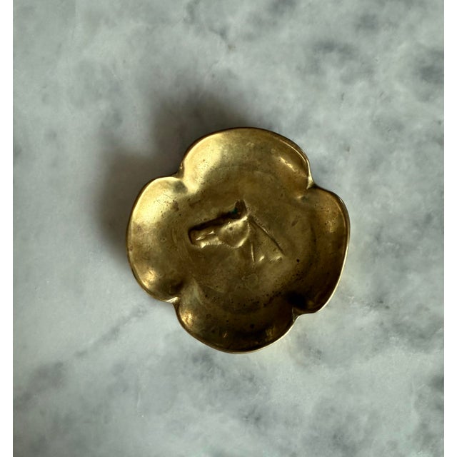 Vintage heavy brass trinket or ashtray dish featuring a horse in the center. Made by Virigina MetalworksWonderfull...