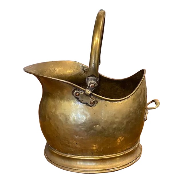 Antique Hammered Brass & Copper Coal Scuttle / Bucket C.1900 For Sale