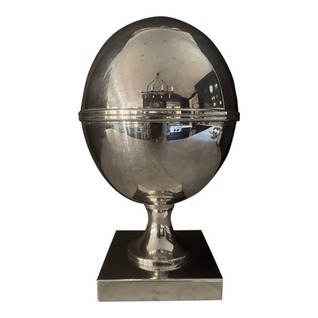 Vintage St. James Silver Plate Vintage Caviar Server of Ovoid Form on Pedestal Base For Sale