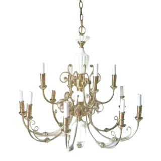 Ceramic Brass Chandelier For Sale