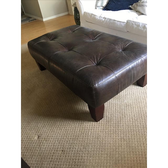 Pottery Barn Sullivan Leather Ottoman Chairish