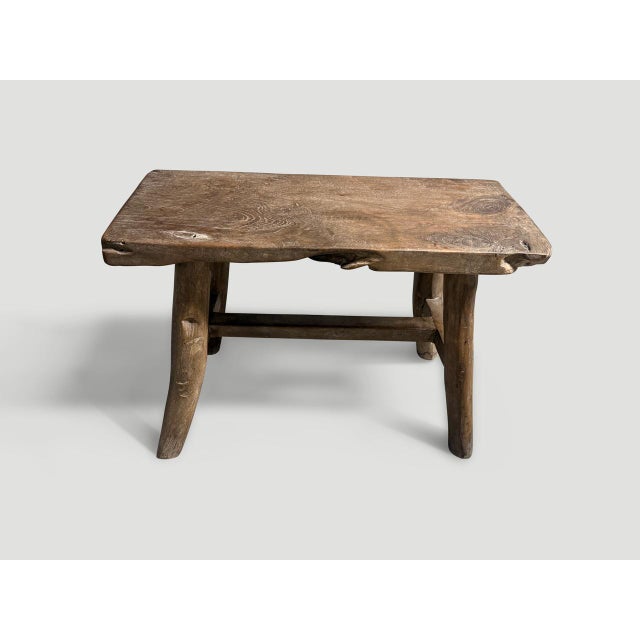 Andrianna Shamaris Wabi Sabi Teak Wood Bench For Sale - Image 4 of 5