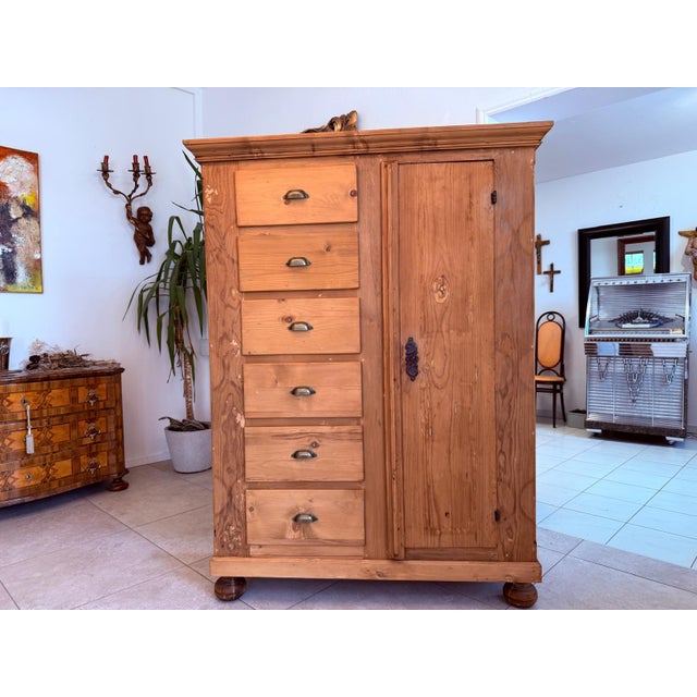 Brown Antique Baroque Bread Cabinet in Softwood, 1800s For Sale - Image 8 of 13