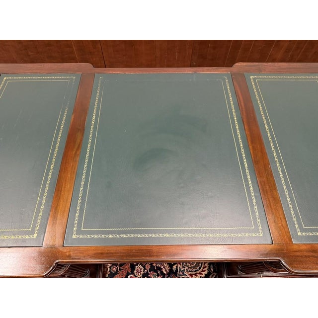 English Partner Desk in Wood and Leather For Sale - Image 18 of 18