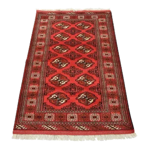Turkmen Rug 3'5'' X 5'4'' Red Wool Vintage Tribal Hand-Knotted Oriental Carpet