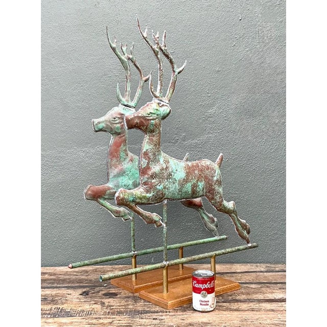 Vintage Leaping Deer Copper Weathervanes - A Pair For Sale - Image 12 of 13