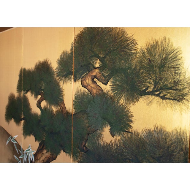 1960s "Evergreen Pine Tree", Shōwa Era Japanese Byobu Screen For Sale In Dallas - Image 6 of 18
