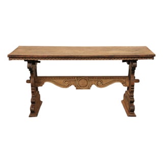 Stunning 18th C. Italian Trestle Table For Sale