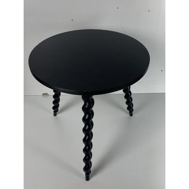 Mid-Century French Ebonized Turned Wood Side Table with Cork Screw Legs, 1950s For Sale - Image 9 of 15