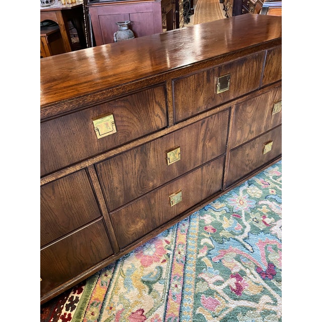 Late 20th Century Late 20th Century Thomasville Campaign Style Dresser For Sale - Image 5 of 12