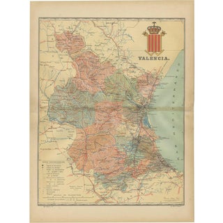 Map of the Province of Valencia, 1901 For Sale