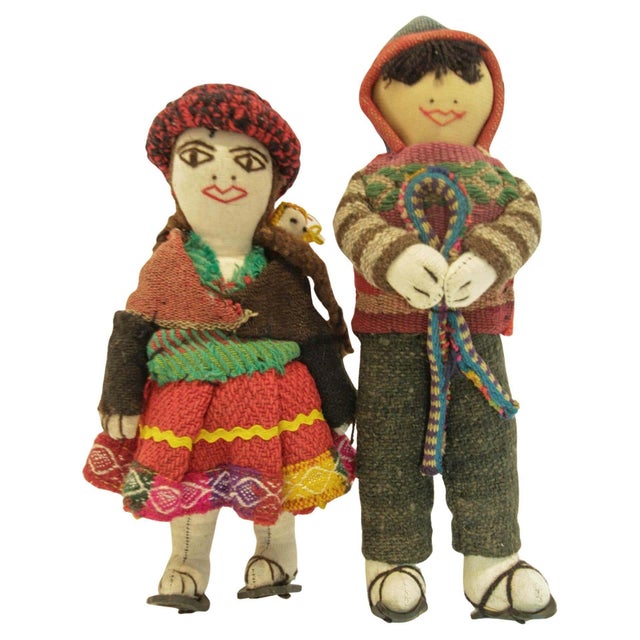 Red Vintage Handcrafted Peruvian Folk Art Dolls, Mid-20th Century For Sale - Image 8 of 12