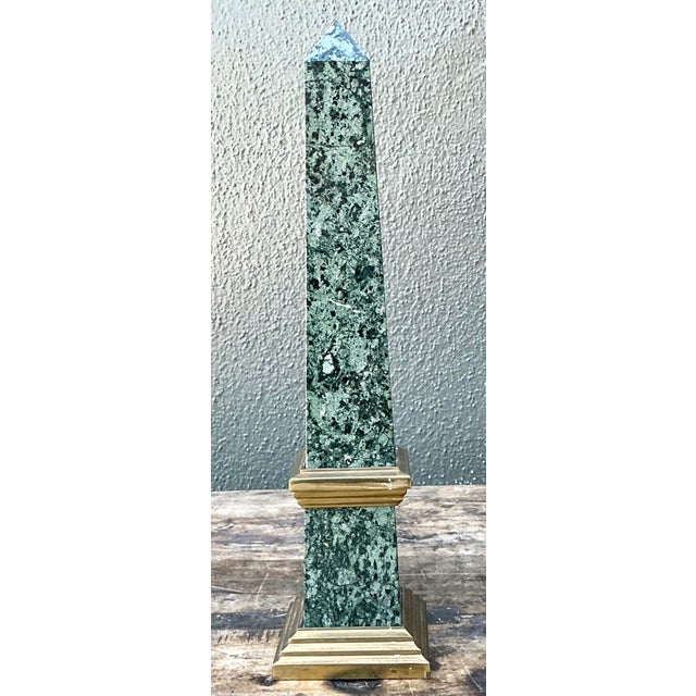 Mid-Century Modern Vintage Neoclassical Green Marble Obelisk For Sale - Image 3 of 12