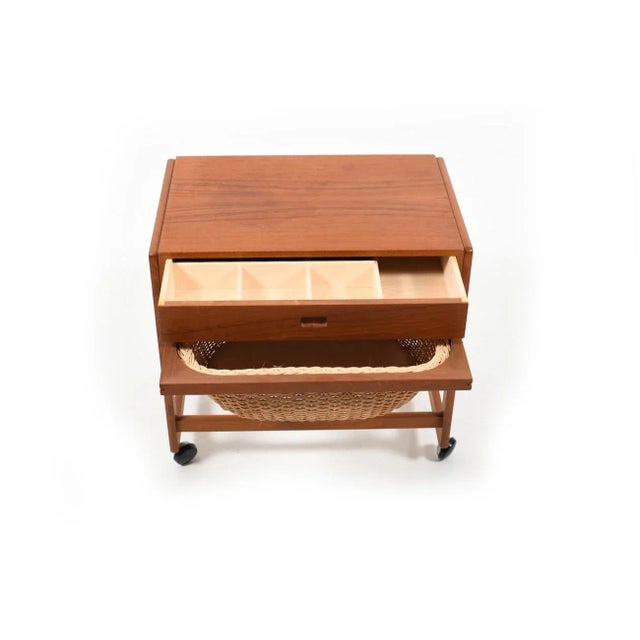 Danish Teak Sewing Table, 1960s For Sale - Image 4 of 7