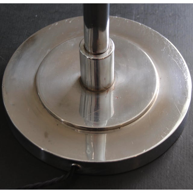 1930s Art Deco French Metal and Opaline Glass Table Lamp from Mazda, 1930s For Sale - Image 5 of 11