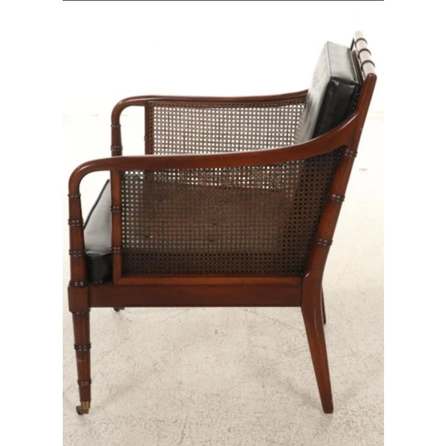 Black Hickory Chair Company Faux Bamboo Campaign Chair and Ottoman For Sale - Image 8 of 12