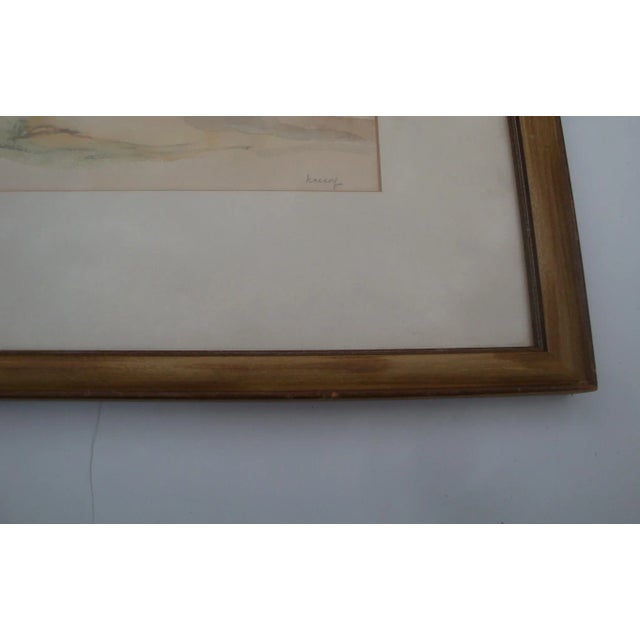 Midcentury Watercolor Painting First Blush of Spring Trees For Sale - Image 4 of 5