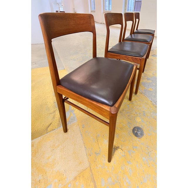 Chairs in Teak and Leather by Henning Kjærnulf for Korup Stolefabrik, Set of 4 For Sale - Image 11 of 11