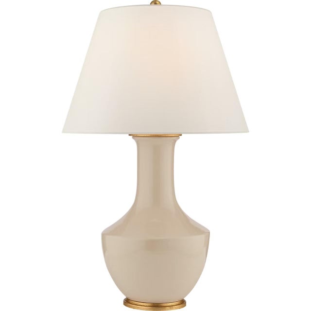 Transitional Chapman & Myers by Visual Comfort Signature Lambay Table Lamp in Coconut with Linen Shade For Sale - Image 3 of 3