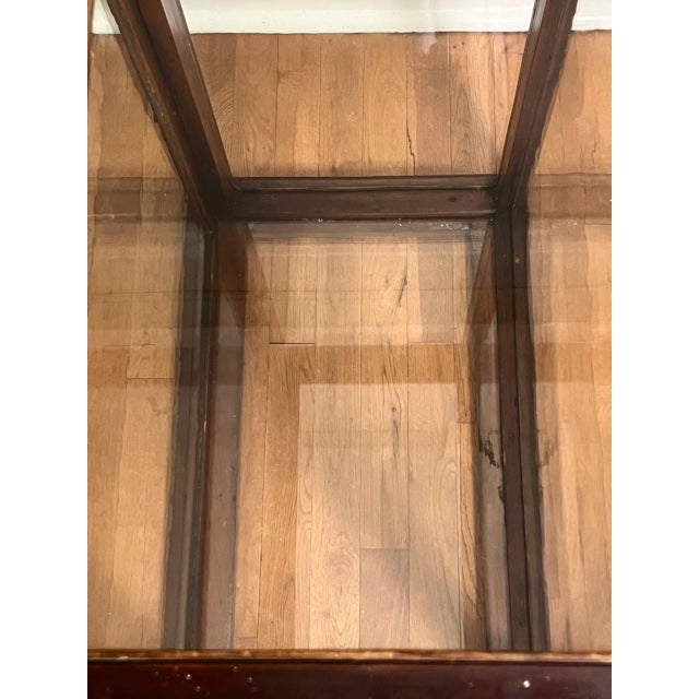 Brown Antique English Six-Pane Glass and Mahogany Display Showcase Vitrine, C. 1900 For Sale - Image 8 of 14