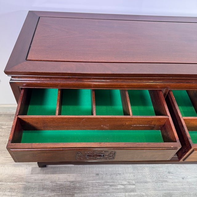 Vintage Asian Rosewood Carved Longevity Sideboard Server For Sale In New York - Image 6 of 15