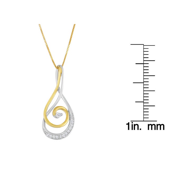 Espira 10K Two-Tone Gold Round Cut Diamond Sparkling Spiral Pendant Necklace (1/6 cttw, J-K Color, I2-I3 Clarity) For Sale - Image 4 of 4