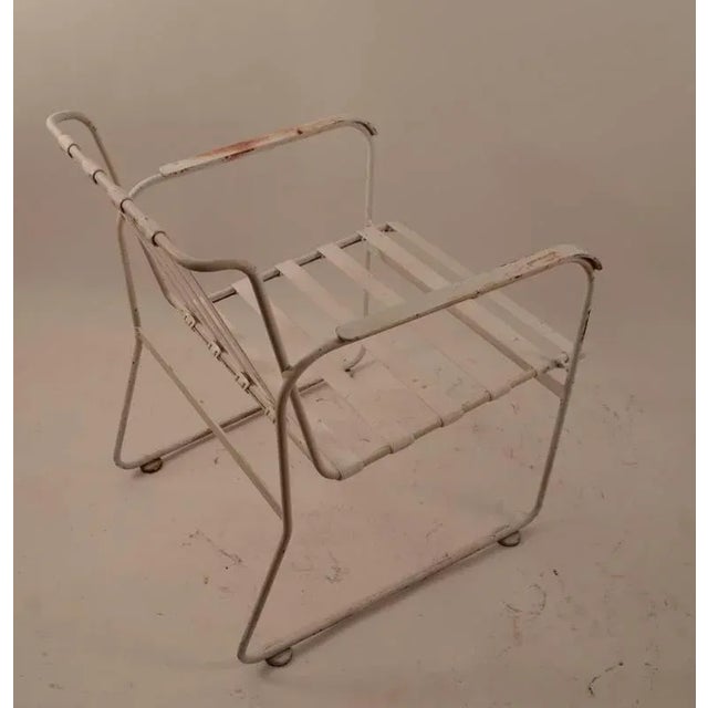 Set of Four Wrought Iron and Plastic Strap Garden Patio Chairs For Sale In New York - Image 6 of 11