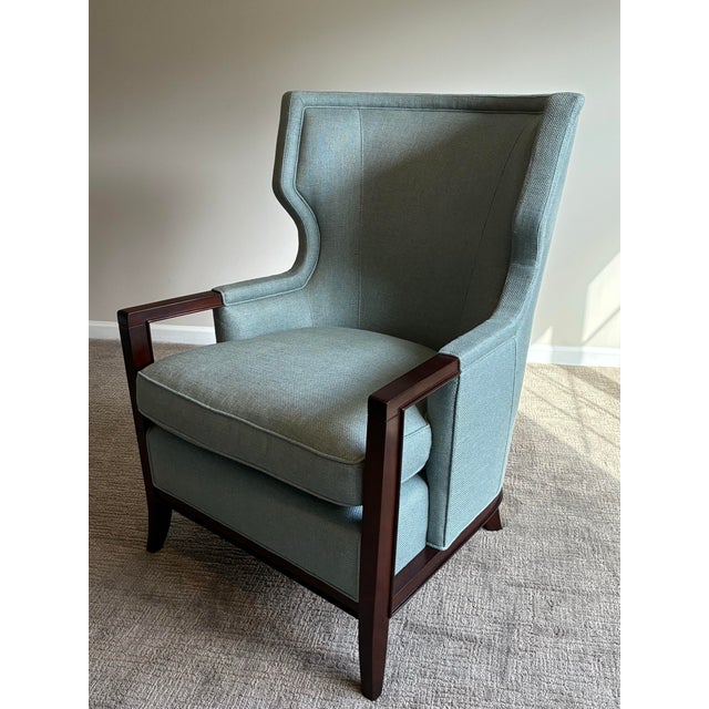 Baker Furniture Company Pair of Late 20th Century Bill Sofield for Baker Manor Walnut Wing Lounge Chairs For Sale - Image 4 of 10