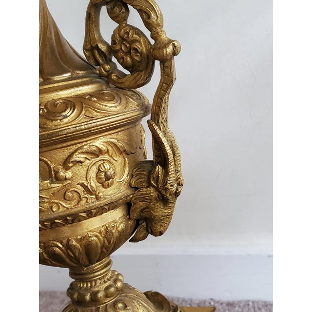 French Late 19th Century Antique French Bronze Louis XV Style Ram's Head Pr Side Tables For Sale - Image 3 of 7