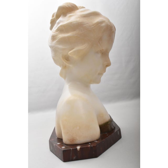 Gino AR, Young Girl Sculpture, 1890s, Alabaster For Sale - Image 3 of 10