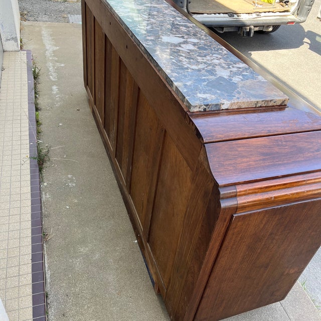 Wood Walnut Sideboard with Marble Top For Sale - Image 7 of 11