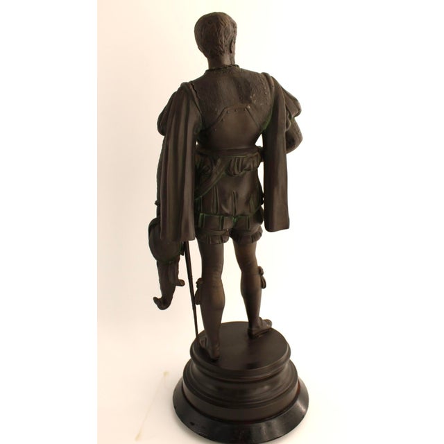 Antique Large Spelter Sculpture of Renaissance Nobleman, French 19th Century For Sale - Image 10 of 15