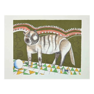 Franco Gentilini, Cat, Offset Print, 1970s For Sale