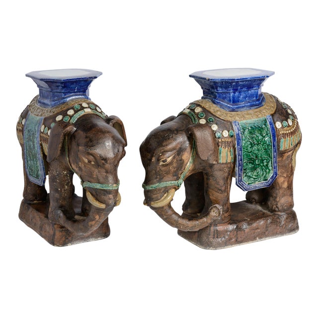 Pair Elephant Garden Seats Rare Large For Sale