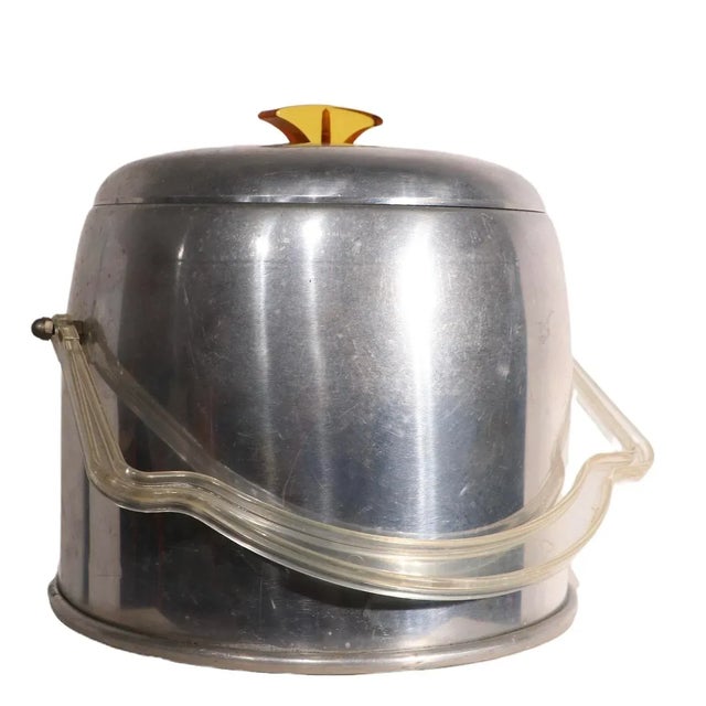 Vintage Mid Century Aluminum and Lucite Ice Bucket For Sale - Image 10 of 10