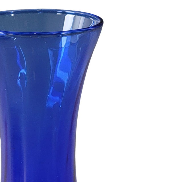 "Illusion" Cobalt Blue Indiana Glass Vase For Sale In San Francisco - Image 6 of 11