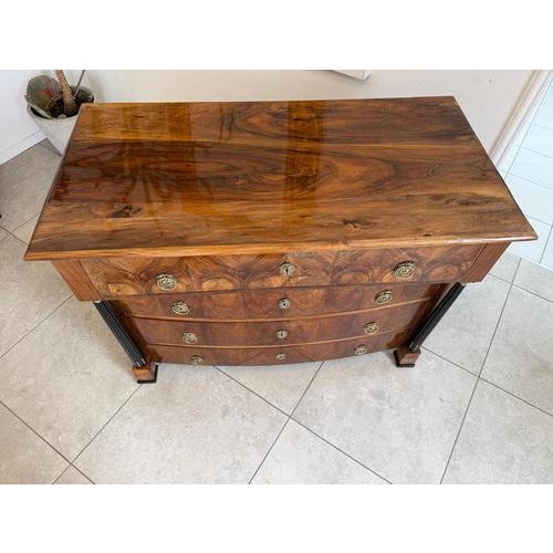 Empire Chest of Drawers with Columns in Walnut Veneer For Sale - Image 10 of 15