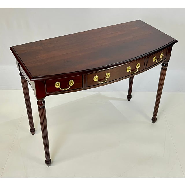 Vintage Harden Furniture "Circa 1991" Collector's Edition Cherry Bowfront Console / Writing Desk For Sale - Image 12 of 16
