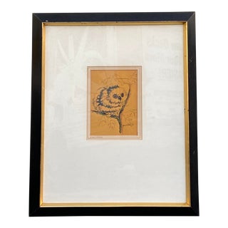 1970s Framed Pen and Pencil Drawing, “Owl Study” Signed Stuart P. White For Sale
