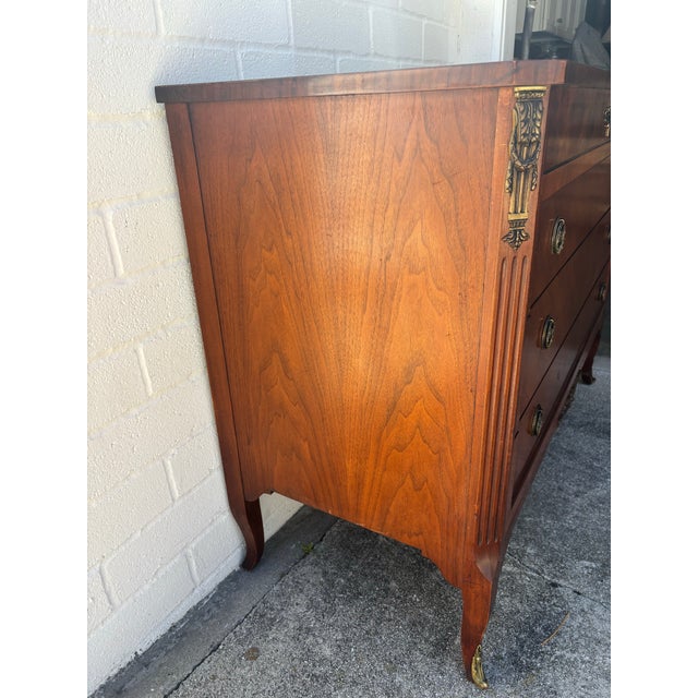 Wood Antique French Empire Style Mahogany Chest of Drawers With Ornate Brass Hardware For Sale - Image 7 of 12