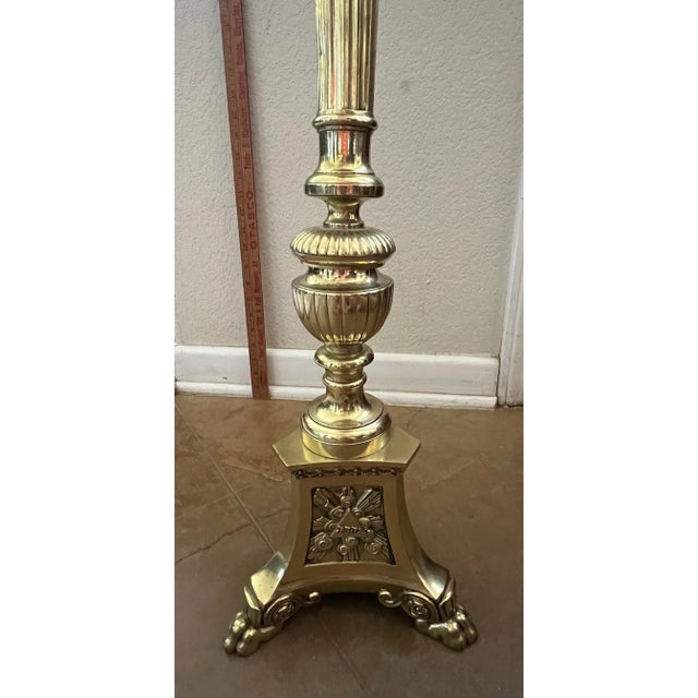 Early 20th Century Tall Brass Altar Candlestick For Sale - Image 13 of 15