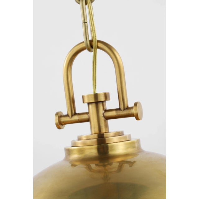 Adrian X-Large Globe Pendant in Antique-Burnished Brass with White Glass Designer: Chapman & Myers Canopy: 6" Round...