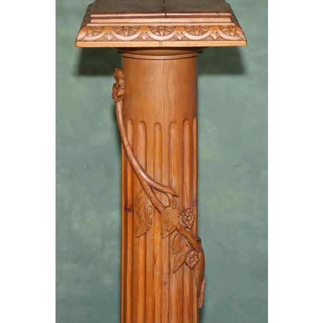 2000 - 2009 Antique English Carved Oak Vine Pedestal For Sale - Image 5 of 14