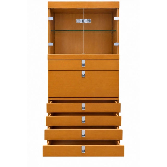 Mid-Century Modern Baker Furniture Burl Wood/Glass Dry Bar/Cocktail Cabinet, 1970 For Sale - Image 3 of 6