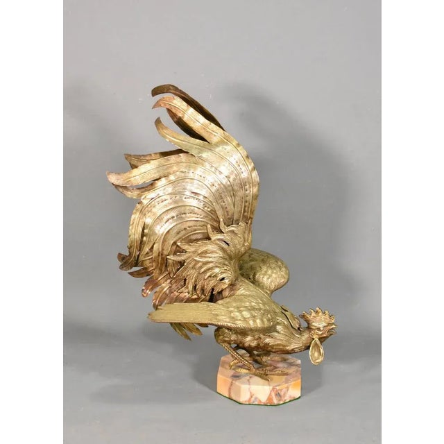 Large French Cockerel Rooster in Brass, 1950s For Sale - Image 12 of 12