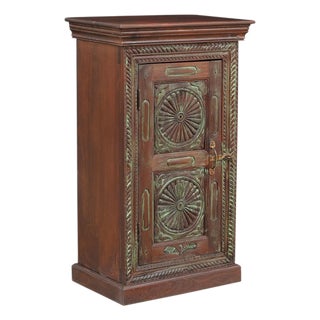 Vintage Carved Shutter Upcylced Solid Wood Cabinet For Sale