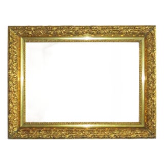 Antique Gilt Wood & Gesso Picture Frame for Portrait Painting or Mirror 20" X 28" Opening For Sale