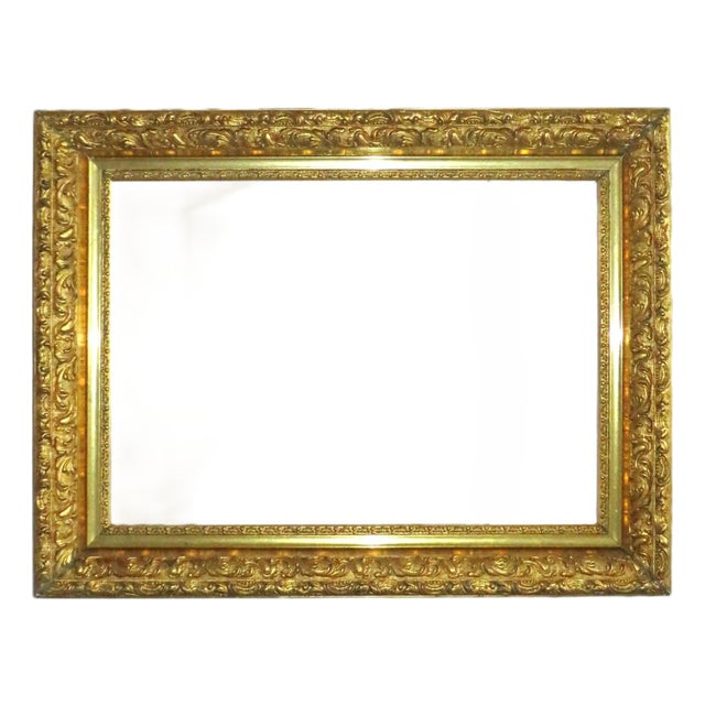Antique Gilt Wood & Gesso Picture Frame for Portrait Painting or Mirror 20" X 28" Opening For Sale
