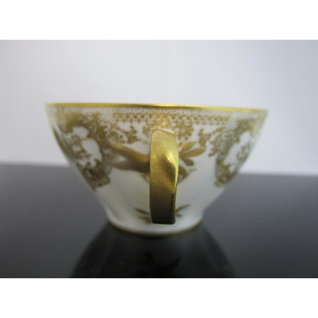 Limoges, France Late 19th Century Haviland Limoges Rococo Style Insect Floral Scroll Porcelain Soup Cup & Saucer For Sale - Image 4 of 12
